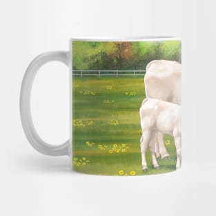 Charolais Cow and Cute Calf in Summer Pasture Mug